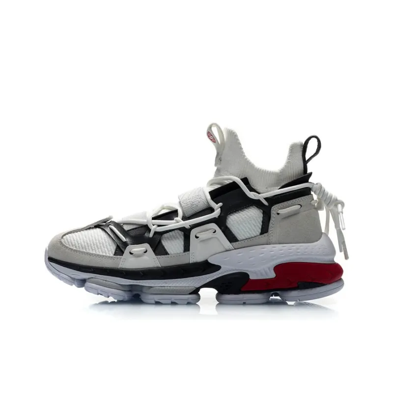 LiNing CF Non slip Lightweight Mid Top Casual Shoes Unisex Gray White-0