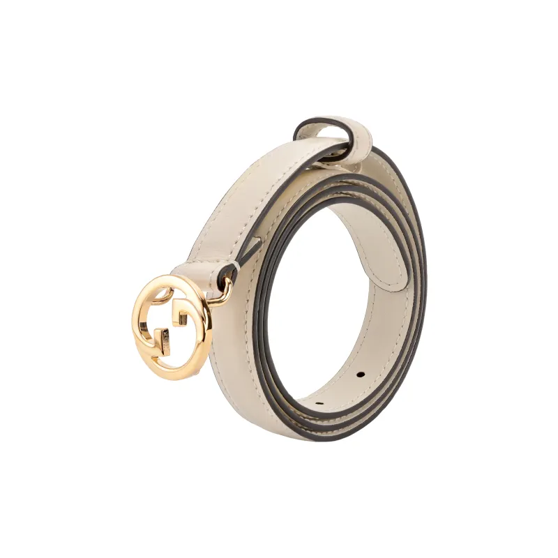 GUCCI Solid Color Classic Double G Plate Buckle Leather Belts Women's 2cm-2