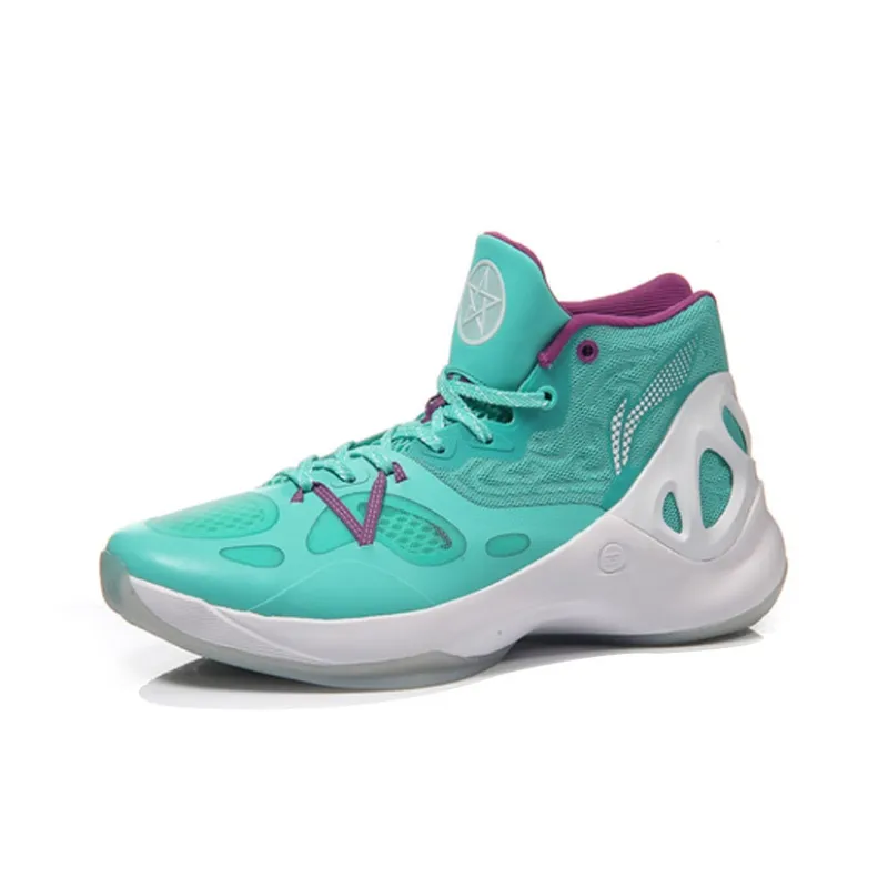 LiNing SONIC 5 Cushioned Slip Resistant Mid Top Basketball Shoes Men's Fluorescent Light Green-1