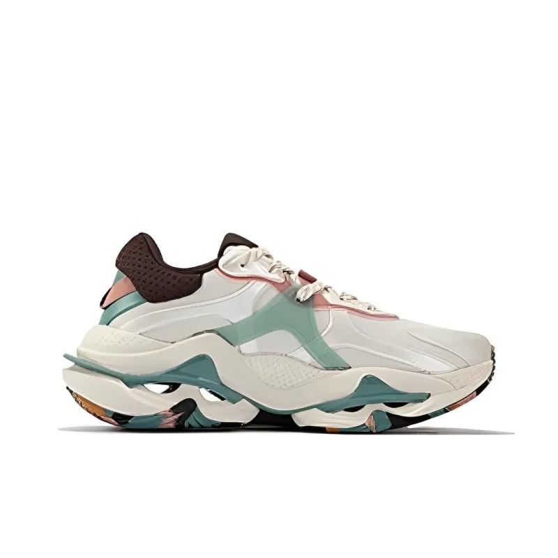 361° Wind Swirl Slip Resistant, Abrasion Resistant, Cushioning, Lightweight Low Top Running Shoes Women's White Cyan-1