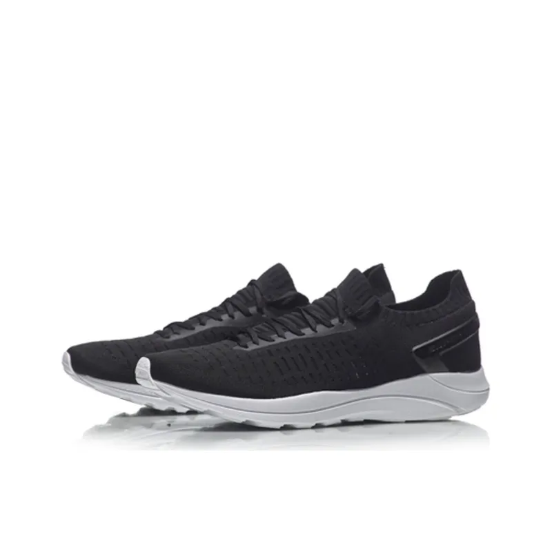 LiNing Qinghong Cushioning Breathable Lightweight Low-Top Running Shoes Unisex Black White-2
