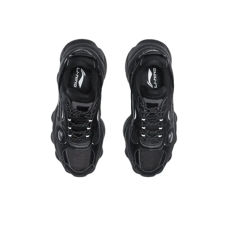 LiNing CF Alien Secret Silk Road Anti Slip And Wear Resistant Breathable Low Top Chunky Sneakers Men's Black-3