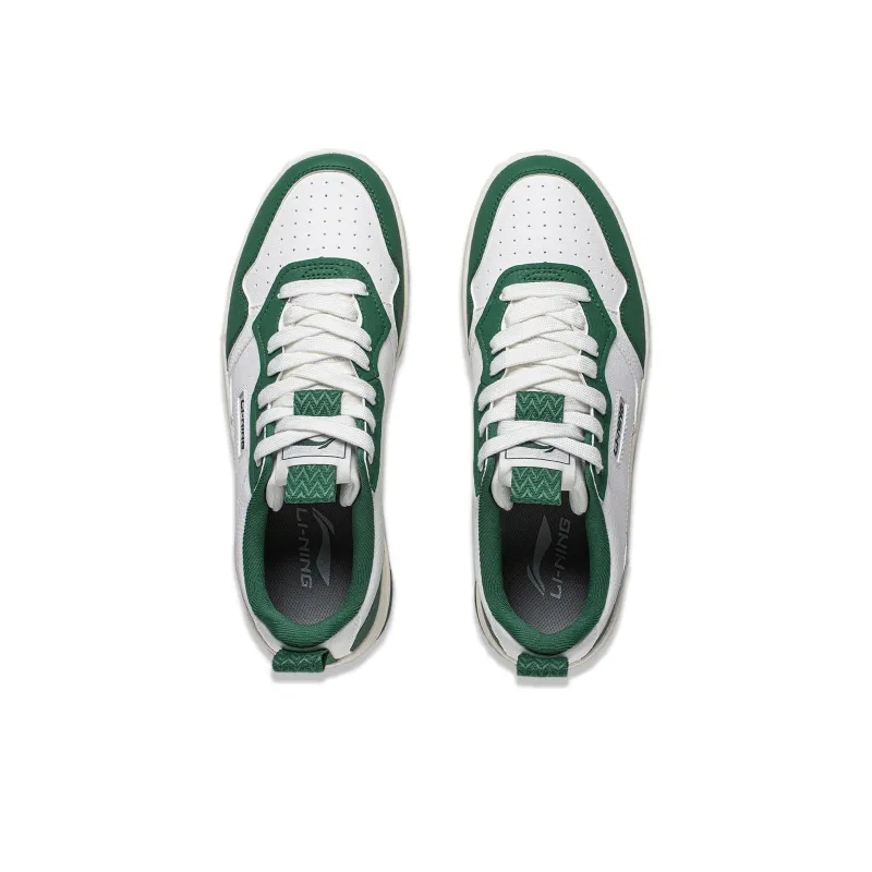 LiNing Star Sugar Anti Slip Wear Resistant Lightweight Breathable Low Top Skateboard Shoes Men's White Green-2