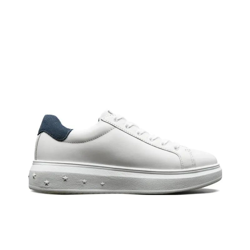 Skechers Street High Non-slip Lightweight Low-Top Skateboard Shoes Women's White Blue-1