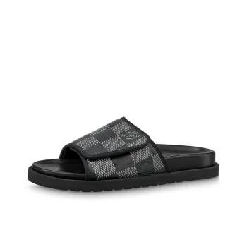 LOUIS VUITTON Miami Slide Slippers Men's Black Gray