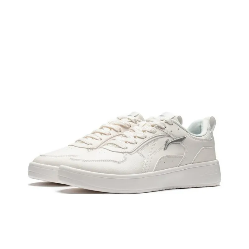 LiNing Years Old Anti Slip Wear Resistant Breathable Height Increasing Low Top Skateboard Shoes Men's White-2