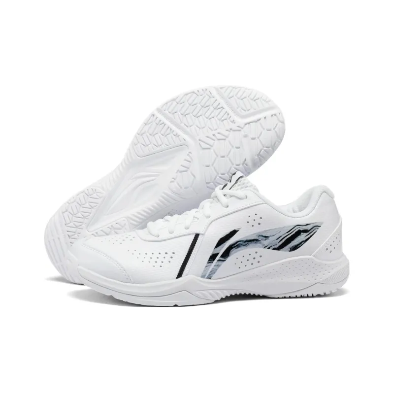 LiNing Anti Slip Wear Resistant Low Top Badminton Shoes Unisex White-2