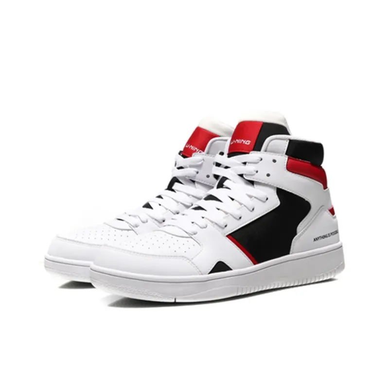 LiNing Knight Coverage Slip Resistant High Top Skateboard Shoes Men's Red White Black-2