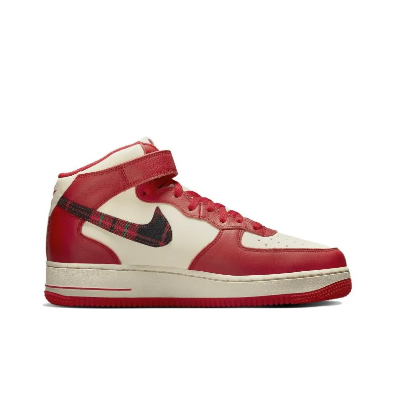 Nike Air Force 1 Mid '07 Lx Plaid Cream Red-1