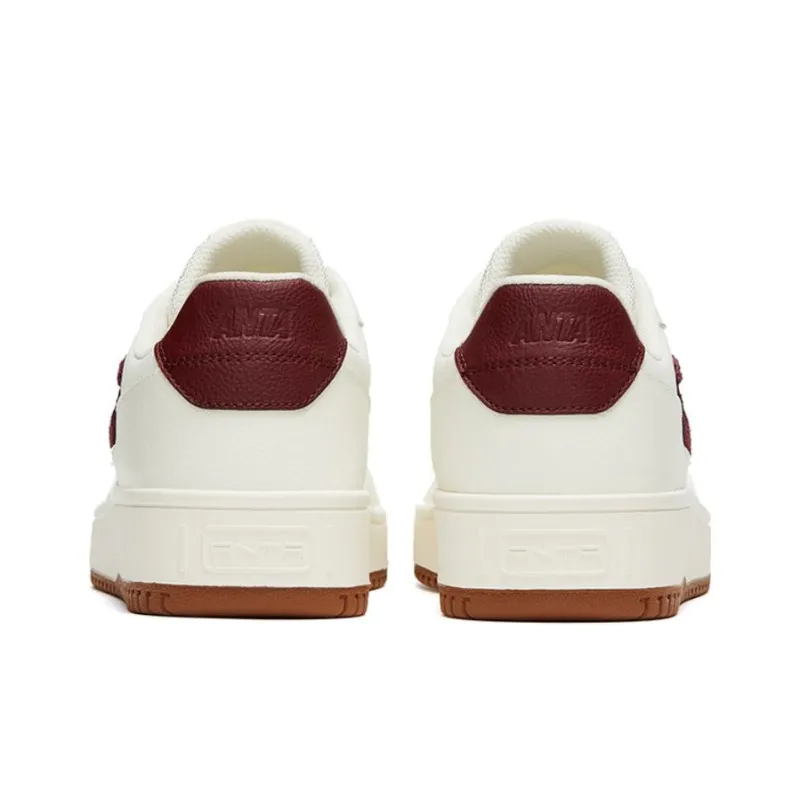 Anta Life Collection 0 Sensation Anti Slip Wear Resistant Low Top Skateboard Shoes Women's White Red-3