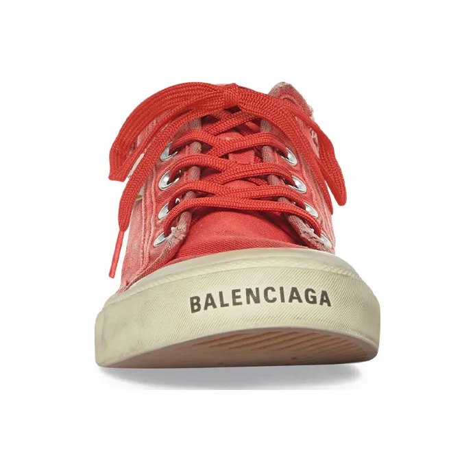 Balenciaga Paris Mules 'Red Destroyed Cotton And White Rubber' Women's-3