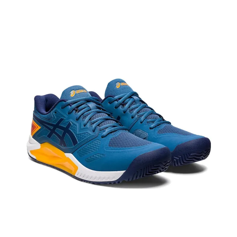 Asics Gel Challenger 13 Abrasion Resistant Breathable Low Top Tennis Shoes Blue Yellow-2