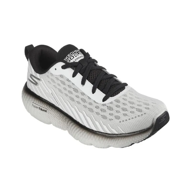 Skechers GO Run Max Road 5 Cushioned Wear-Resistant Breathable Low-Top Running Shoes Men's White Black-2