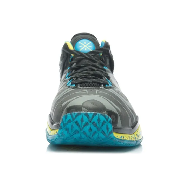 LiNing WOW 3 Mid Top Basketball Shoes Men's Gray Yellow Blue-3