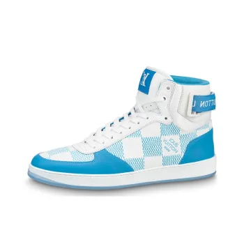 LOUIS VUITTON Rivoli Ankle Sneakers 'White With Blue Plaid'
