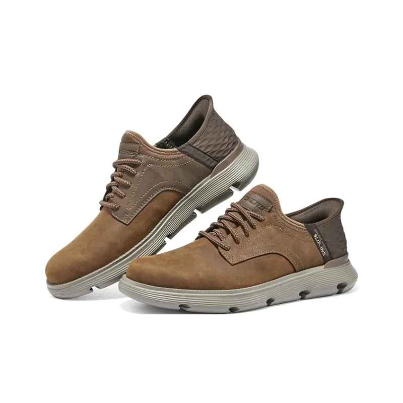 Skechers Slip Ins Slip Ins Technology Cushioned Wear Resistant Support Low Top Casual Shoes Men's Brown-3