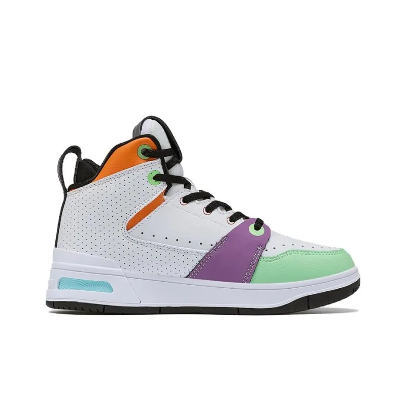 PEAK Taichi 910 Large Triangle Anti Slip Wear Resistant High Top Skateboard Shoes Women's Large White Purple-1