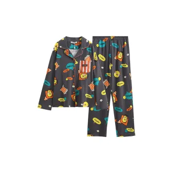 FENTENG Pajama Set Women's Vintage Gray