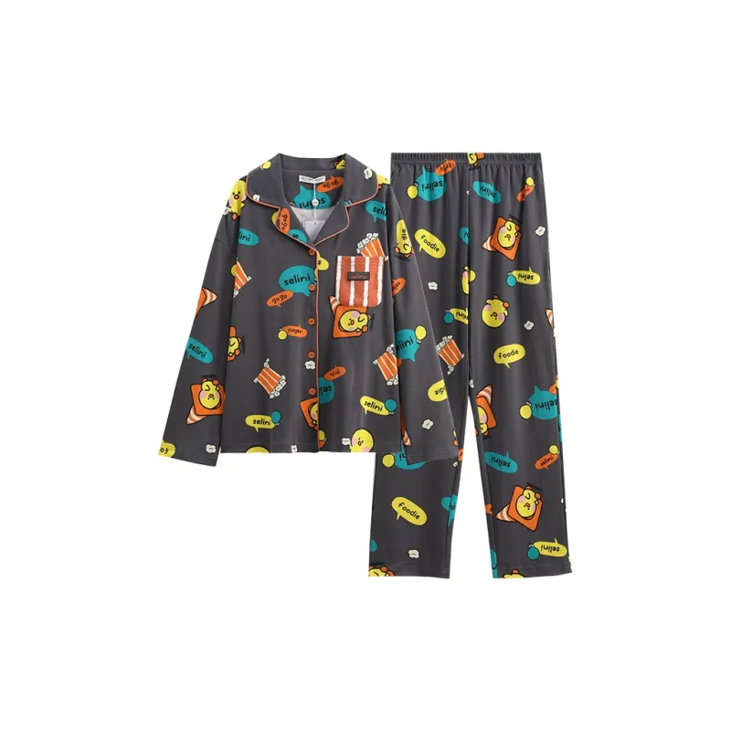 FENTENG Pajama Set Women's Vintage Gray-0
