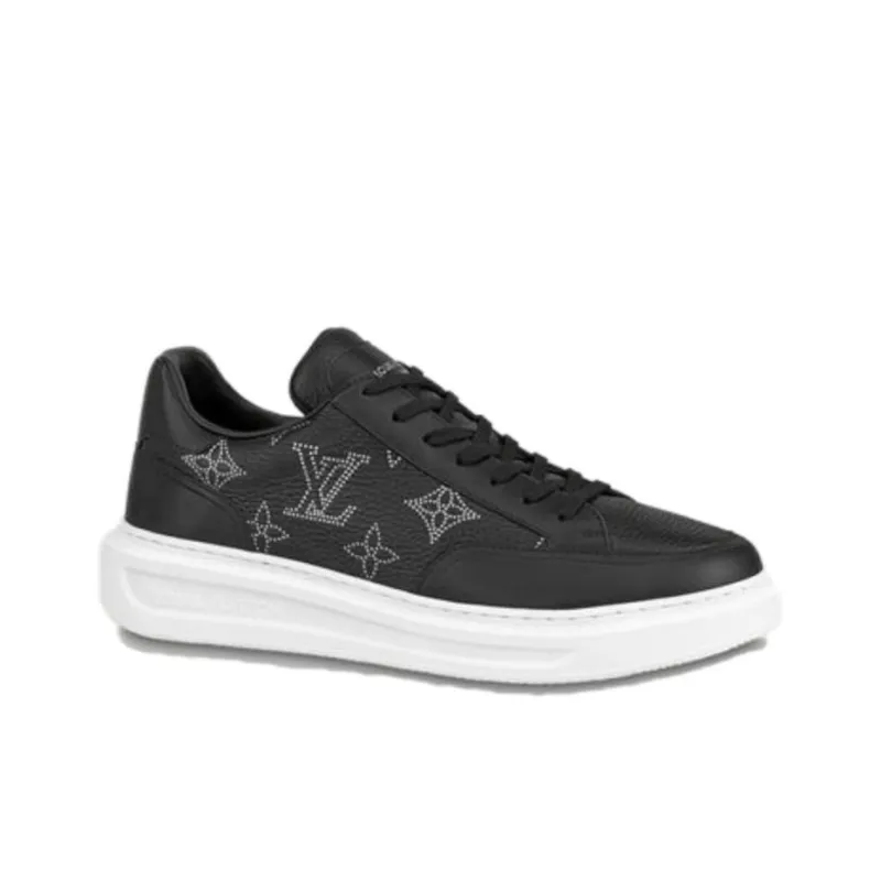 LOUIS VUITTON Beverly Hills Sneakers 'Black With White Outline Monogram'-1