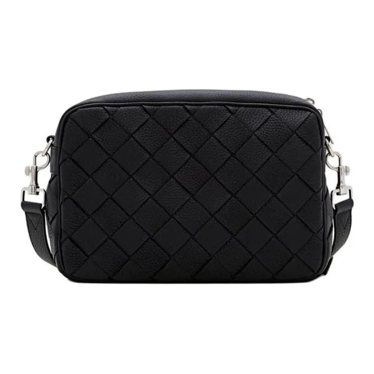 Bottega Veneta Intrecciato Grained Leather Camera Bag Shoulder Bag Crossbody Bag Medium Size Men's Black-2