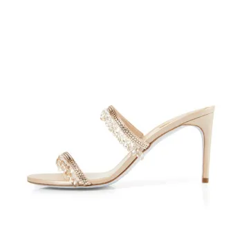 René Caovilla 75mm Crystal embellished Leather Mules