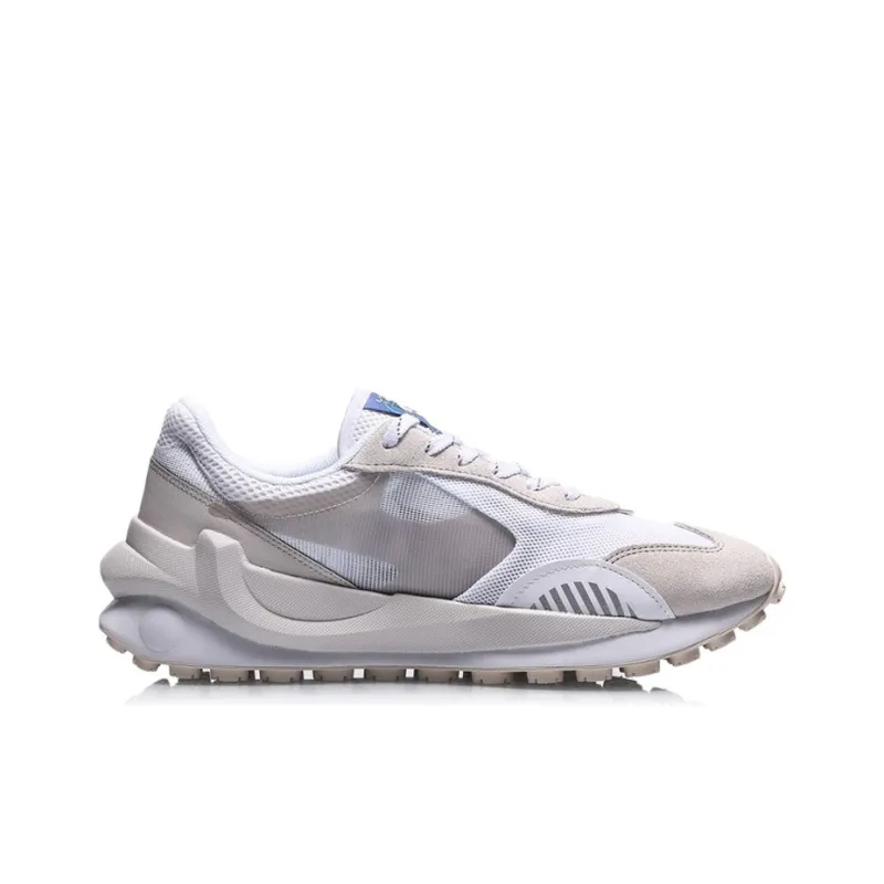 LiNing Cushioning Anti Slip Wear Resistant Breathable Lightweight Reflective Low Top Running Shoes Men's White Gray Red-1