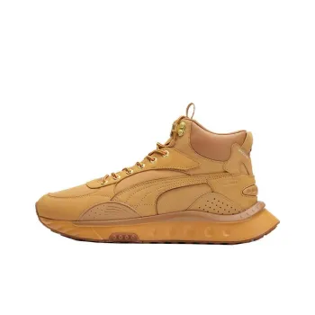 PUMA Wild Rider Anti-Slip Wear-Resistant High-Top Casual Shoes Men's Yellow Brown