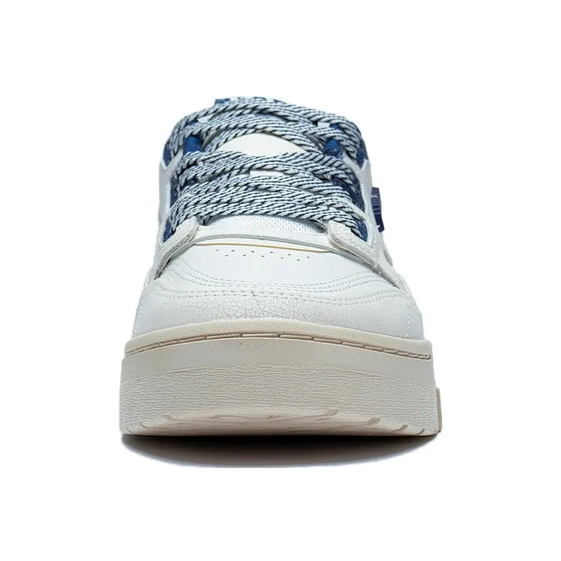 LiNing 001 BTC Prm Abrasion Resistant Breathable Low Top Skateboard Shoes Men's White Blue-4