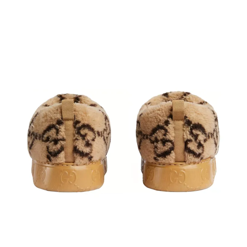 GUCCI Interlocking G Embroidery Slipper Beige Ebony-2