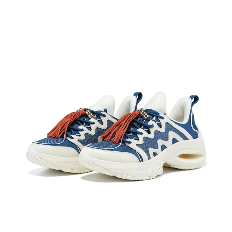 LI NING 1990 Heart Dance Anti Slip Wear Resistant Low Top Casual Shoes Women's Blue White-1