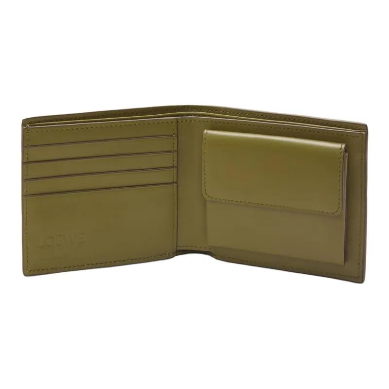 LOEWE Grained Calfskin Wallet Men's Olive Green-3