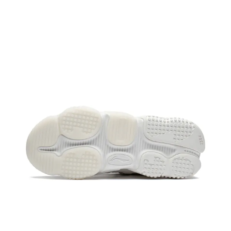 LiNing CF Tracing Anti Slip Wear Resistant Low Top Sports Casual Shoes Women's Mist White-4