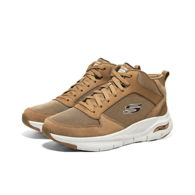 Skechers Arch Fit Wear-Resistant Warm Slip-Resistant High-Top Sports Casual Shoes Brown-2