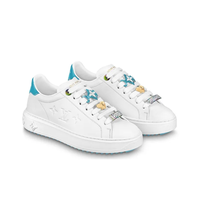 LOUIS VUITTON Time Out Sneakers 'White With Blue' Women's-3