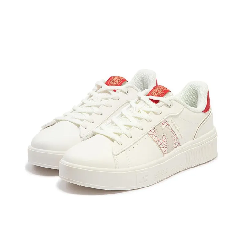 361° Non slip Lightweight Low Top Skateboard Shoes Women's White Red-2