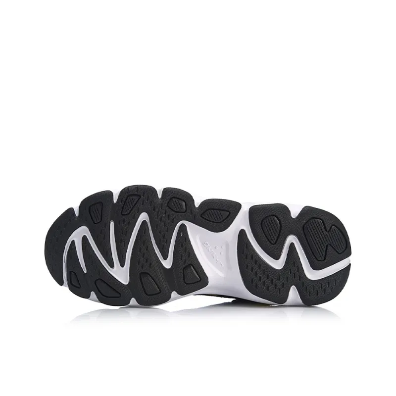 LiNing Butterfly Cushioned Slip Resistant Low Top Chunky Sneakers Black Yellow-5