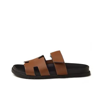 HERMES Chypre Sandal Naturel Black Smooth Calfskin Leather M