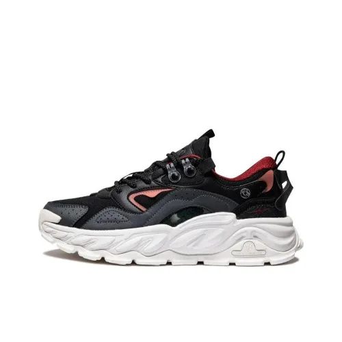 Erke Kunlun Five Elements Anti Slip Wear Resistant Low Top Casual Shoes Men's Black Red