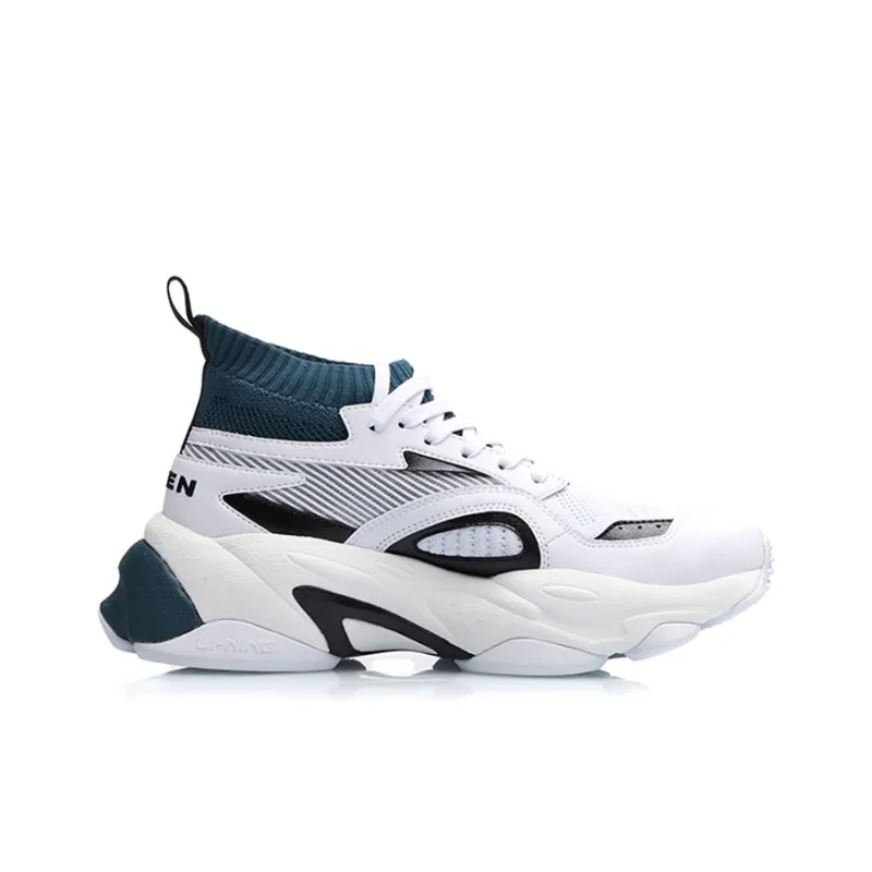 LiNing CF Neon Source, Triceratops High Top Casual Shoes Men's White Green-1
