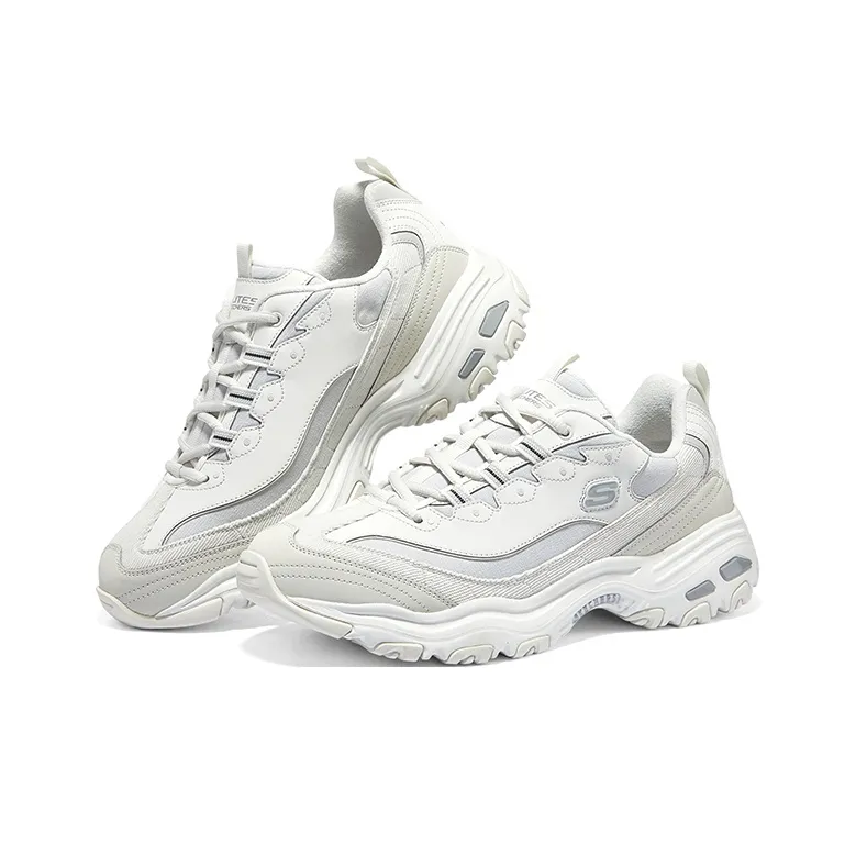 Skechers D'LITES 1.0 Breathable Lightweight Low Top Chunky Sneakers Men's White-3