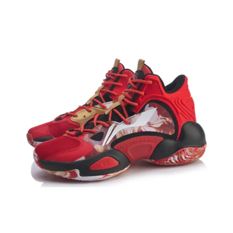 LiNing Power 6 V2 Cushioned Slip Resistant Abrasion Resistant High Top Basketball Shoes Men's Red-2