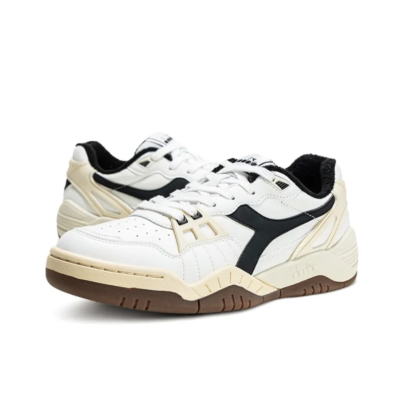 Diadora B.Action Slip Resistant Low Top Tennis Shoes Unisex White Black-2