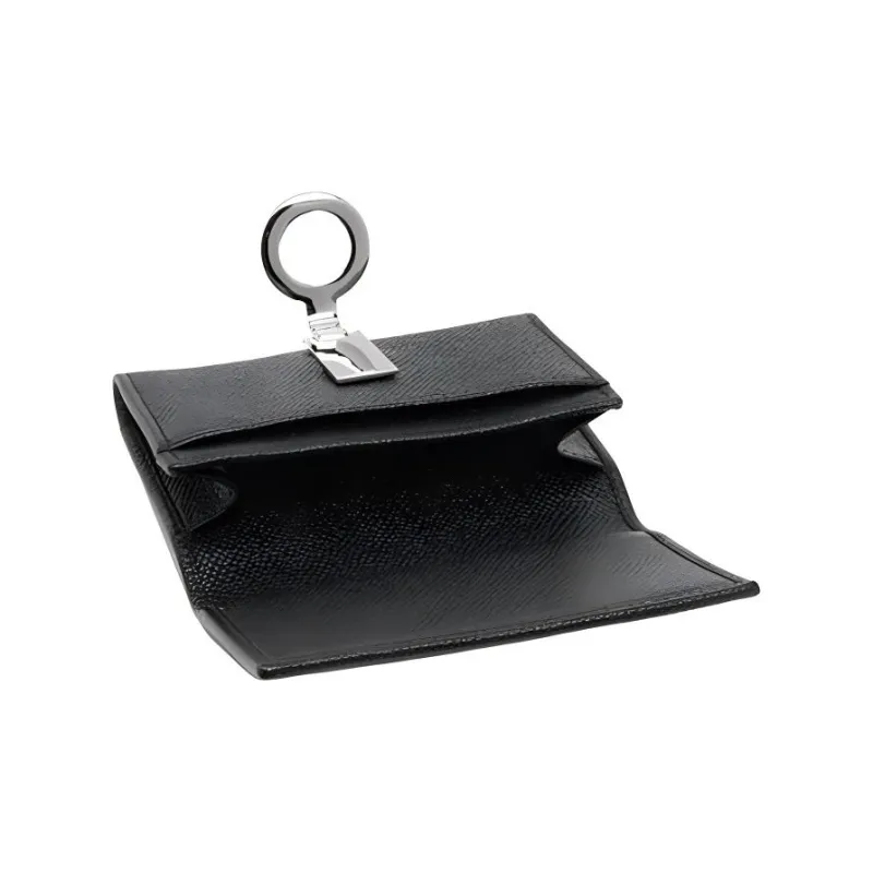 BVLGARI Grain Calfskin Key Pouch Women's Black-3