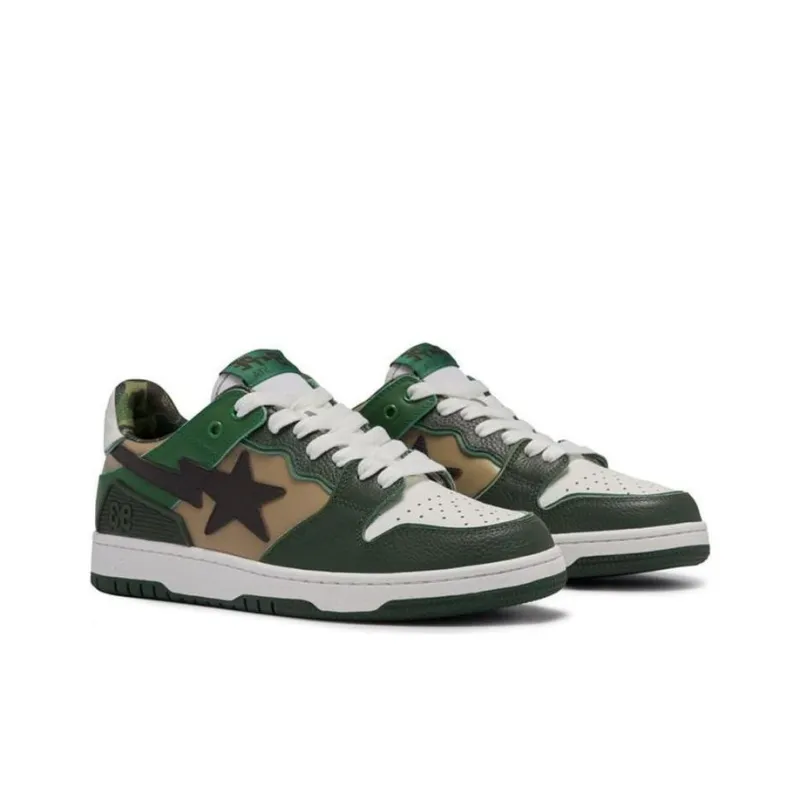 A BATHING APE SK8 STA Stylish Skateboarding Shoes Men's Classic Green-3