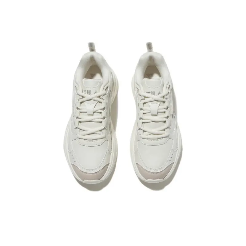 FILA Wood Block Cushioning Anti Slip And Wear Resistant Low Top Sports Casual Shoes Unisex White Gray Korean Style-3