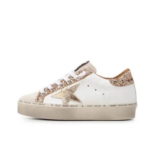 Golden Goose Hi Star Skateboard Shoes Women's Low-Top White/Gold