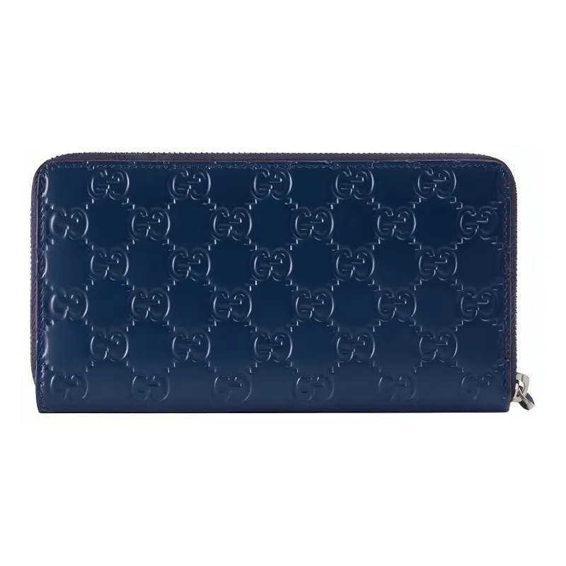 GUCCI Leather Wallet Regular Unisex Blue-3