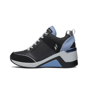 Skechers Million High Anti-Slip Wear-Resistant High-Top Sports Casual Shoes Women's Black Blue