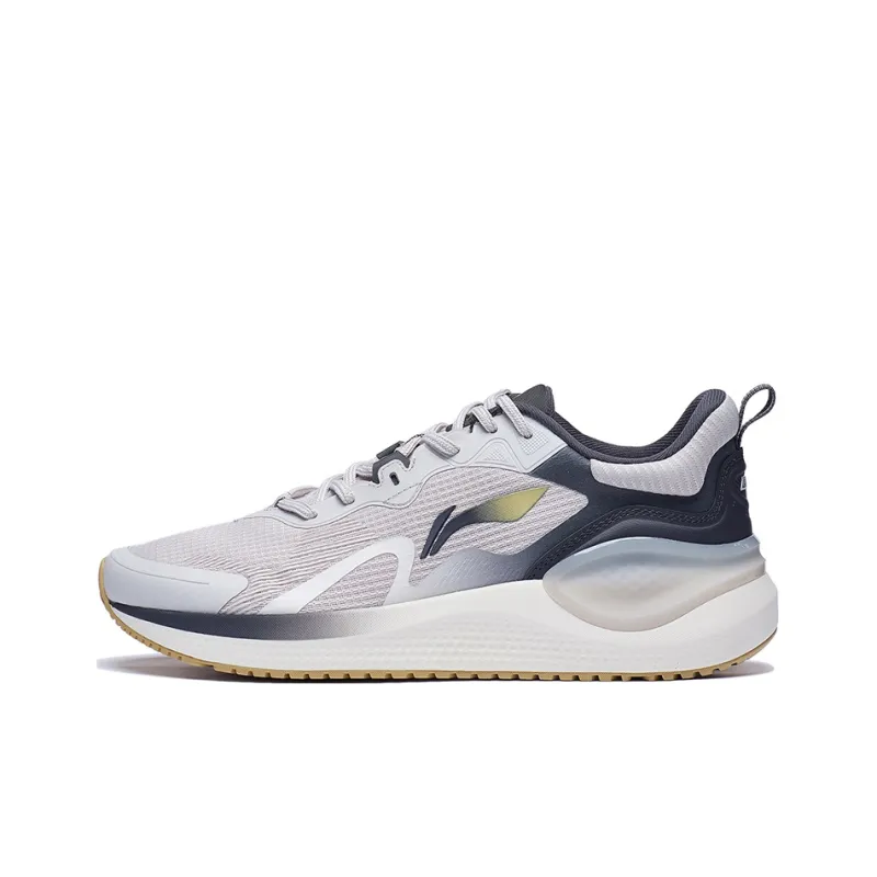 LiNing Anti Slip Wear Resistant Breathable Lightweight Low Top Casual Running Shoes Men's Gray-0